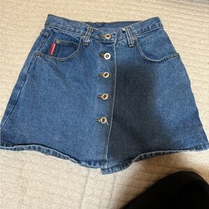 Blue Denim Button-Up Skirt